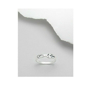 Sterling Silver .925 Cross Fish Jesus Christian Fashion Ring Sizes 4-13 - Matties Modern Jewelry