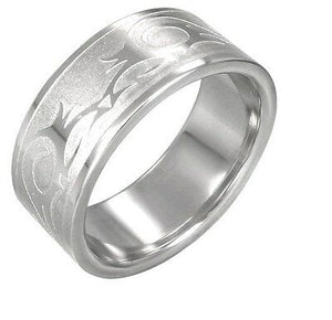 Tribal Wave Design Stainless Steel Ring Size 10 RRR058 - Matties Modern Jewelry