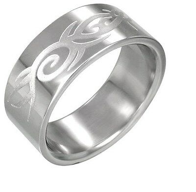 Tribal Wave Design Stainless Steel Ring Size 11 RRR065 - Matties Modern Jewelry
