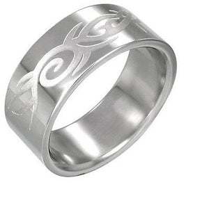Tribal Wave Design Stainless Steel Ring Size 11 RRR065 - Matties Modern Jewelry