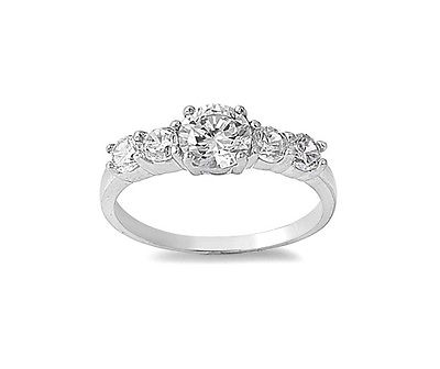 5 Stone Stylish CZ .925 Sterling Silver Love Promise Ring Sizes 5-9 - Matties Modern Jewelry