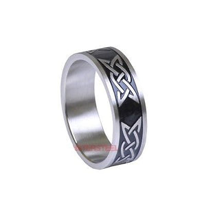 Unisex Celtic Tribal Knot Silver Black Stainless Steel Ring Size 12 - Matties Modern Jewelry
