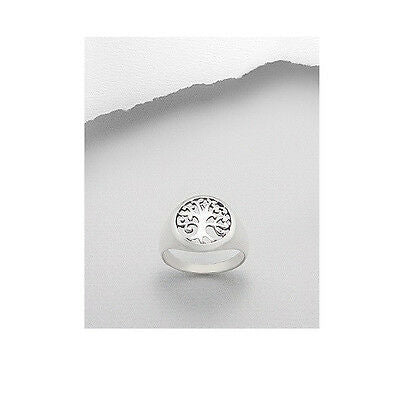 Celtic Round Leafy Tree of Life .925 Sterling Silver Ring Sizes 6-9 - Matties Modern Jewelry