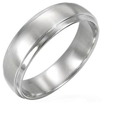 Matte Satin Silver Stainless Steel Ring Size 6 RCT023 - Matties Modern Jewelry