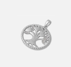 Celtic Tree of Life Sterling Silver .925 Heart CZ Stone Pendant Necklace - Matties Modern Jewelry