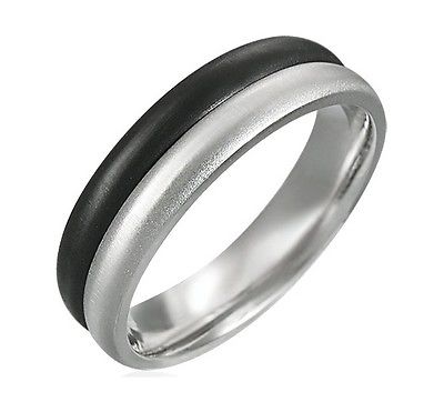 Silver Black Matte Stainless Steel Ring Size 10 LRC156 - Matties Modern Jewelry