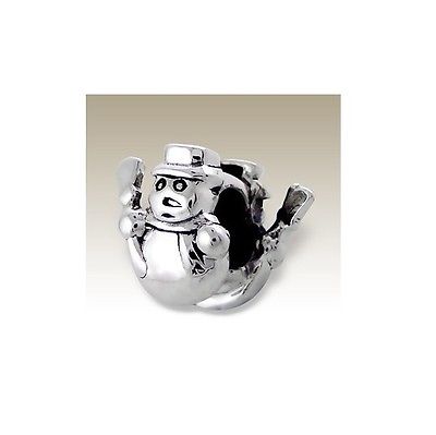 Holiday Snowman Winter .925 Sterling Silver European Charm Bead - Matties Modern Jewelry