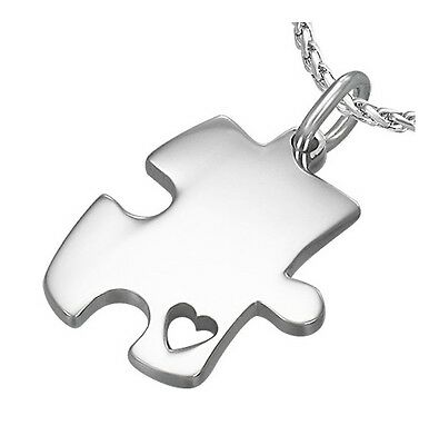 Puzzle Piece Heart Autism Awareness 316 Stainless Steel Pendant Necklace - Matties Modern Jewelry