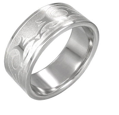 Tribal Wave Design Stainless Steel Ring Size 8 RRR058 - Matties Modern Jewelry