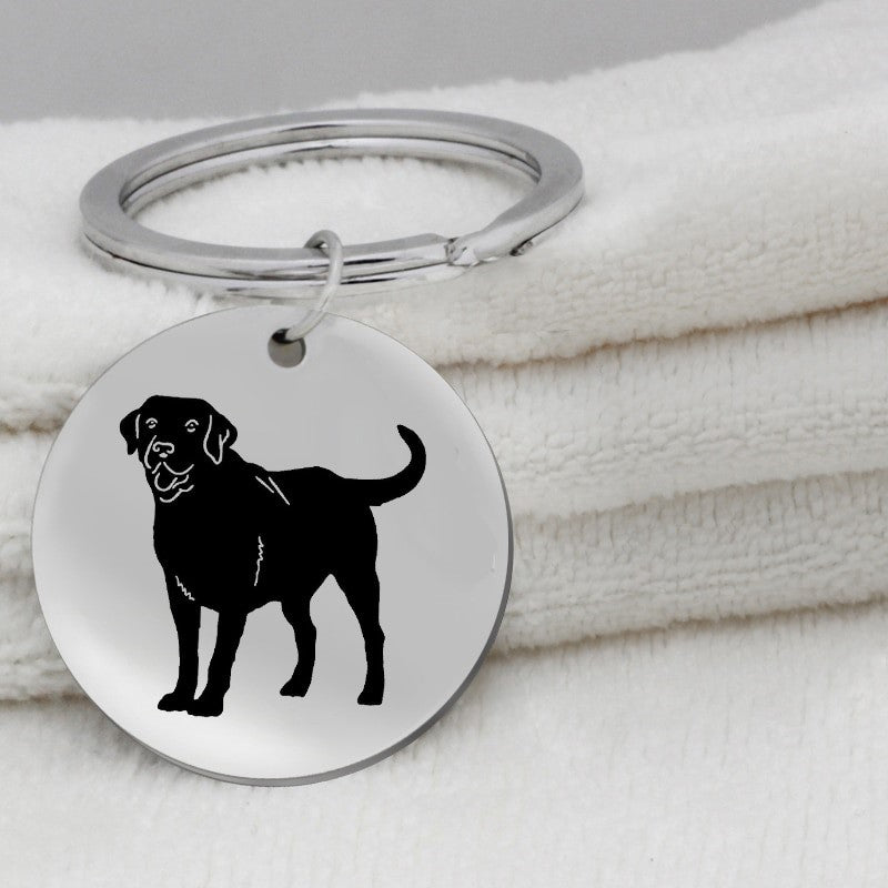 Labrador Retriever Dog Canine Black Silver Stainless Steel Keychain - Matties Modern Jewelry