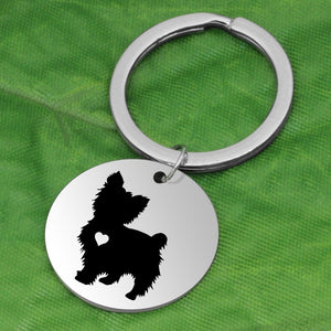 Yorkshire Terrier Yorkie Dog Canine Black Silver Stainless Steel Keychain - Matties Modern Jewelry