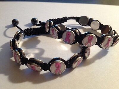 Pink Breast Cancer Ribbon 8MM Bead Sliding Knot Adjustable Bracelet - Matties Modern Jewelry