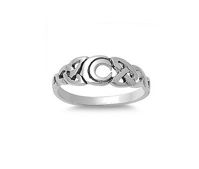 Celtic Weave Crescent Moon Sterling Silver .925 Fashion Band Ring Size 5-9 - Matties Modern Jewelry
