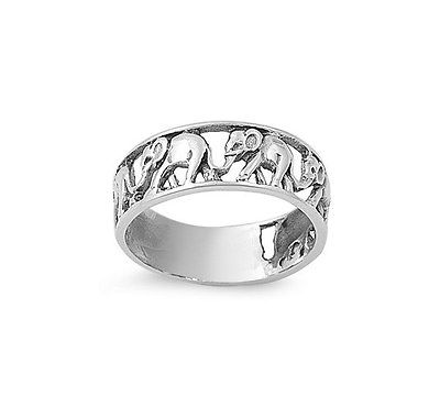 Walking Elephant .925 Sterling Silver Band Fashion Ring Sizes 4-13 - Matties Modern Jewelry
