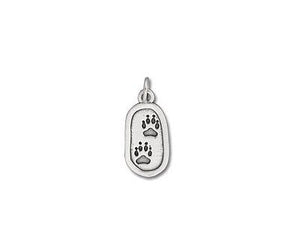 Paw Print Oblong Sterling Silver .925 Charm Pendant Necklace - Matties Modern Jewelry