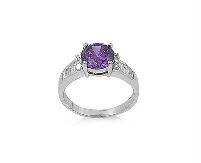 Amethyst CZ .925 Sterling Silver Birthstone Cocktail Fashion Ring Sizes 5-9 - Matties Modern Jewelry