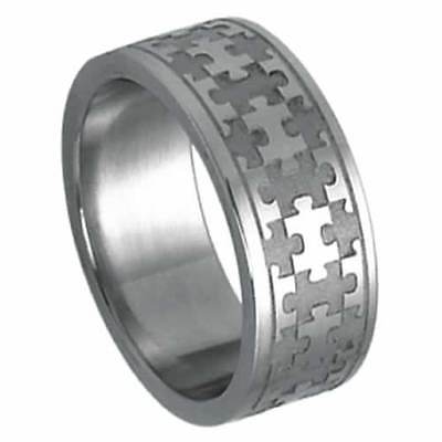 Puzzle Piece Autism Awareness Stainless Steel Ring Sz 5-13 - Matties Modern Jewelry