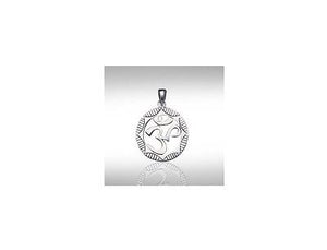 Om Ohm Aum Carved Out Round Sterling Silver .925 Pendant Necklace - Matties Modern Jewelry