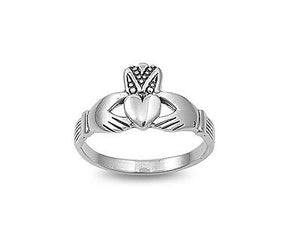 Claddagh Sterling Silver .925 Band Ring Sizes 4-9 - Matties Modern Jewelry