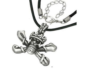 Pewter Skull with Cross Bones Crown Fashion Pendant Necklace - Matties Modern Jewelry