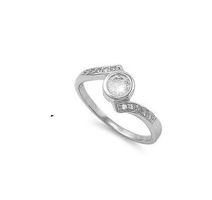 Round Clear Cubic Zirconia Promise Fashion Ring .925 Sterling Silver Sizes 5-9 - Matties Modern Jewelry