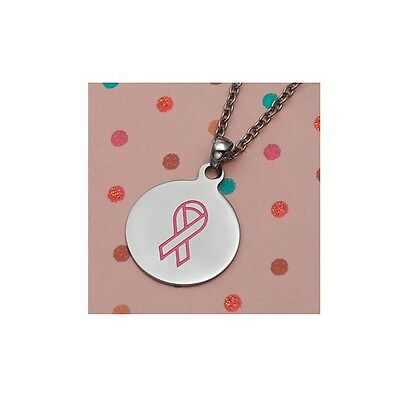 Breast Cancer Pink Ribbon Round Pendant Necklace - Matties Modern Jewelry
