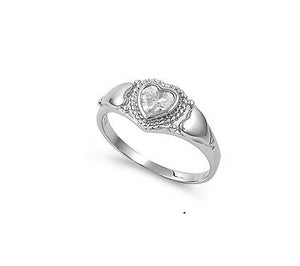 Sterling Silver Triple Heart Promise Ring Clear CZ Sizes 4-9 - Matties Modern Jewelry