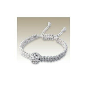 White Macrame White Bling CZ 12MM Bead Adjustable Shamballa Bracelet - Matties Modern Jewelry
