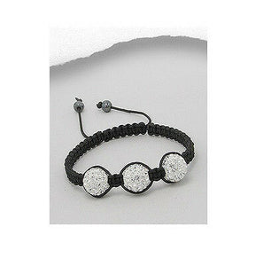 Black Macrame 3 Crystal Bead Adjustable Shamballa Bracelet - Matties Modern Jewelry