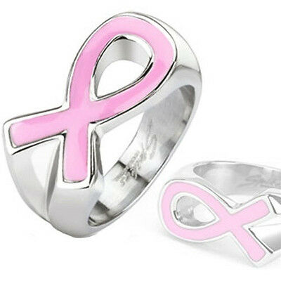 Breast Cancer Pink Ribbon Stainless Steel Ring Sizes 5-9 - Matties Modern Jewelry