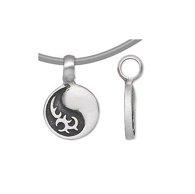 Unisex Yin Yang Tribal Black Silver Pewter Pendant Necklace - Matties Modern Jewelry