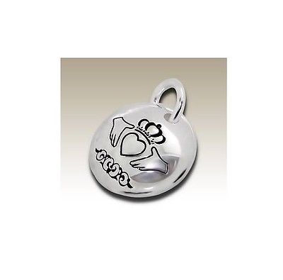 Celtic Claddagh Tiny Round Sterling Silver Pendant Charm & Necklace - Matties Modern Jewelry