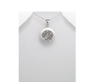 Celtic Tree of Life Brushed .925 Sterling Silver Round Pendant Necklace - Matties Modern Jewelry