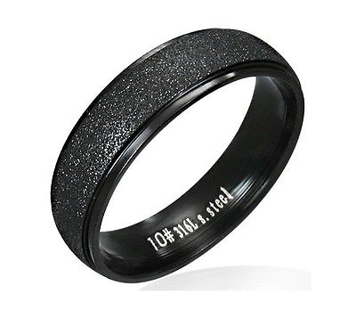 6MM Black Matte Stainless Steel Fashion Wedding Ring Sizes 6-10 LRC196 - Matties Modern Jewelry