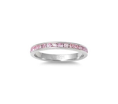 Light Pink CZ Eternity Band Ring Sterling Silver Sizes 3-10 - Matties Modern Jewelry